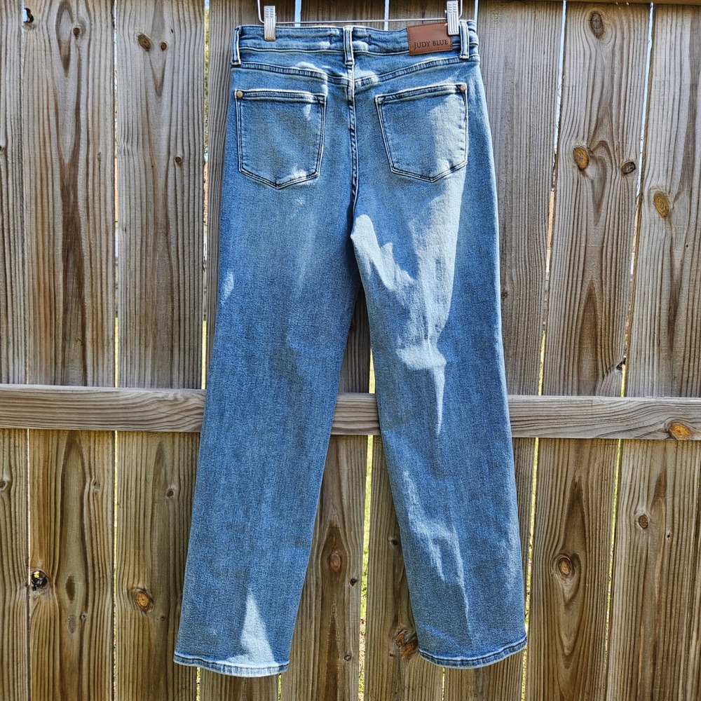 Judy Blue Dad Jeans High Rise Distressed Straight Leg Medium Wash JB88859 9/29 - Picture 2 of 6
